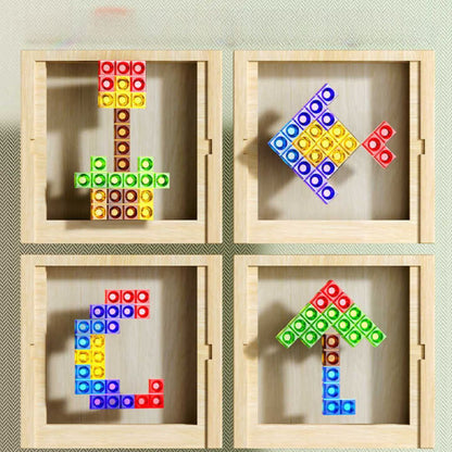 Sustainable Wooden Puzzle Game – Eco-Friendly Tetris Block Toy for Family Fun and Learning