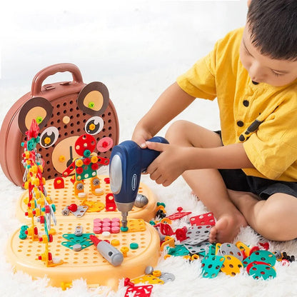 Complete Construction Tool Playset – Electric Drill and Accessories with Portable Carrying Case for Children