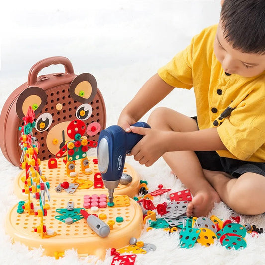 Complete Construction Tool Playset – Electric Drill and Accessories with Portable Carrying Case for Children