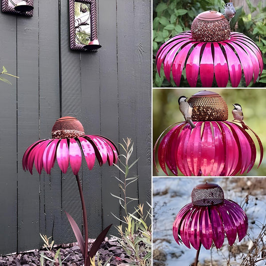 Elegant Metal Bird Feeder with Sunflower Design – Durable and Weather Resistant Garden Feeder