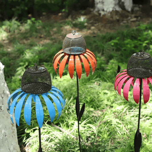 Elegant Metal Bird Feeder with Sunflower Design – Durable and Weather Resistant Garden Feeder