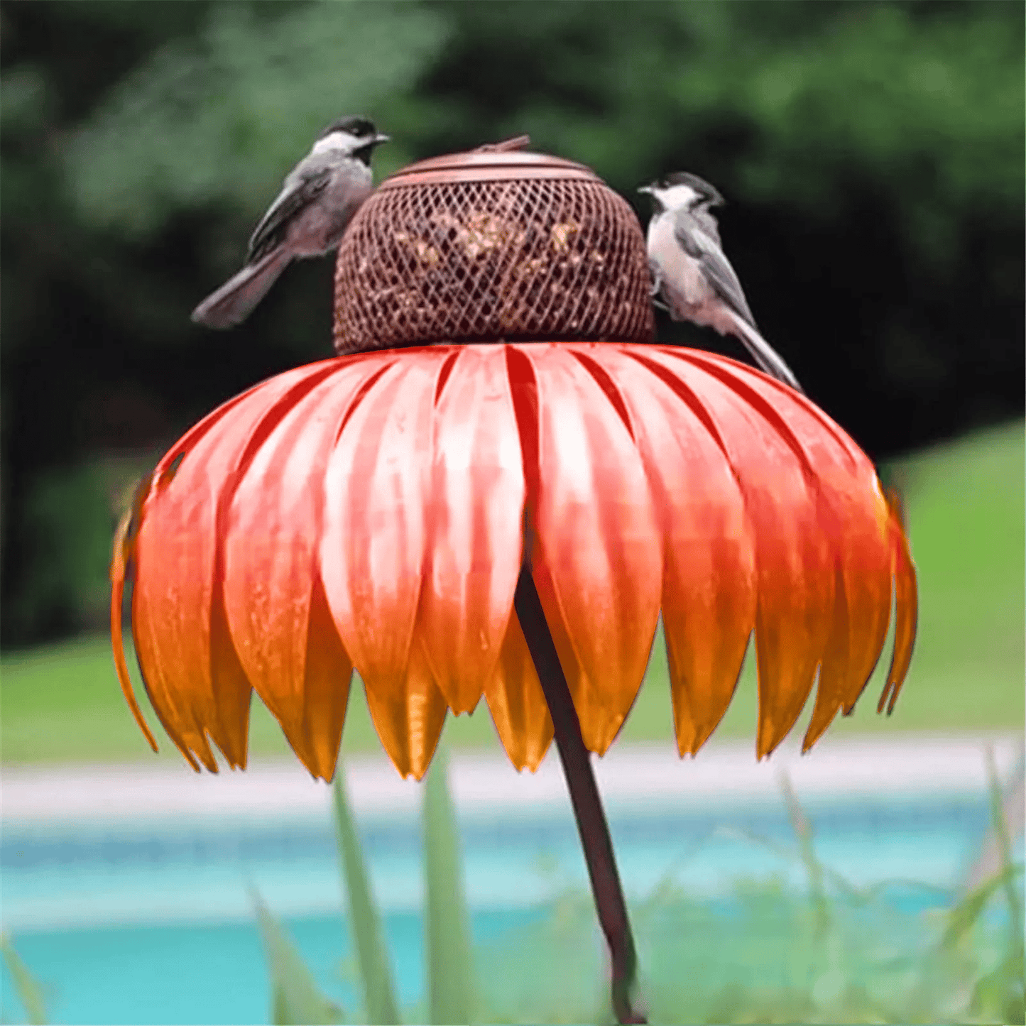 Elegant Metal Bird Feeder with Sunflower Design – Durable and Weather Resistant Garden Feeder