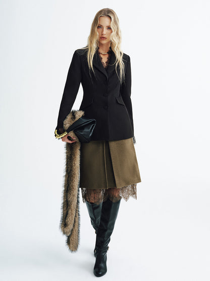 Everlee | Graceful Lace Detail Fitted Blazer