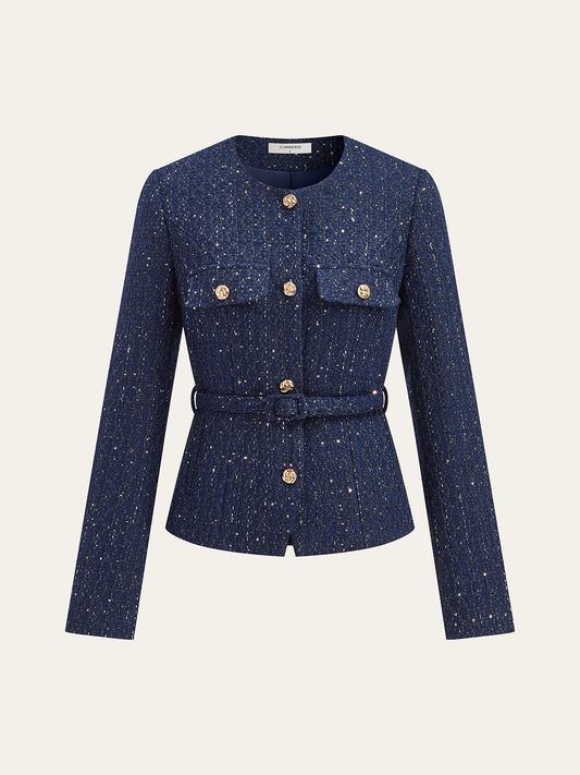 Felicity | Modern Metallic Button Tweed Jacket