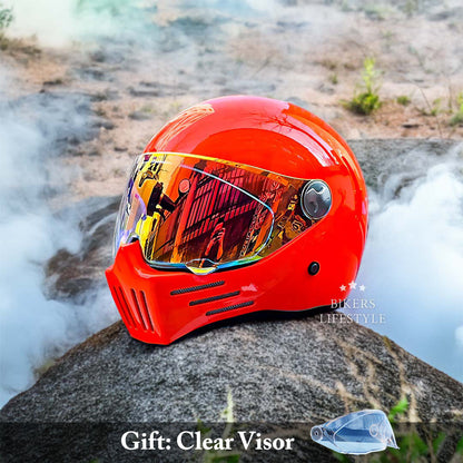 Full Face Motorcycle Helmet DOT ECE Approved ABS Shell Red Visor