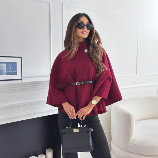 Evelina | Chic Women's Cape Coat – Elegant Style with Sophisticated High Neck