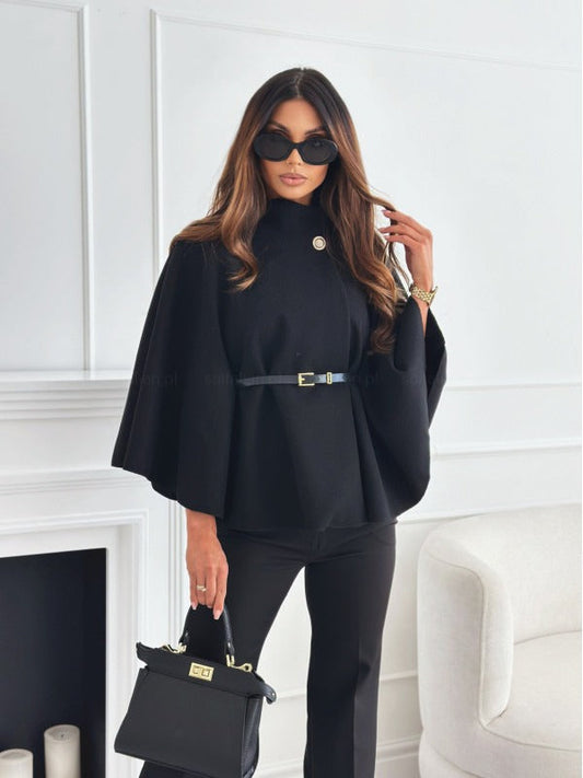 Evelina | Chic Women's Cape Coat – Elegant Style with Sophisticated High Neck