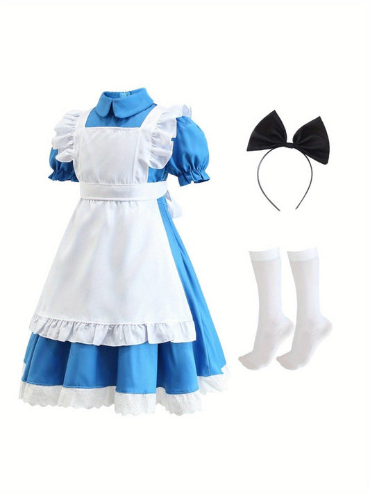 Girls’ Puff Sleeve Mini Dress | Classic Halloween Costume Set
