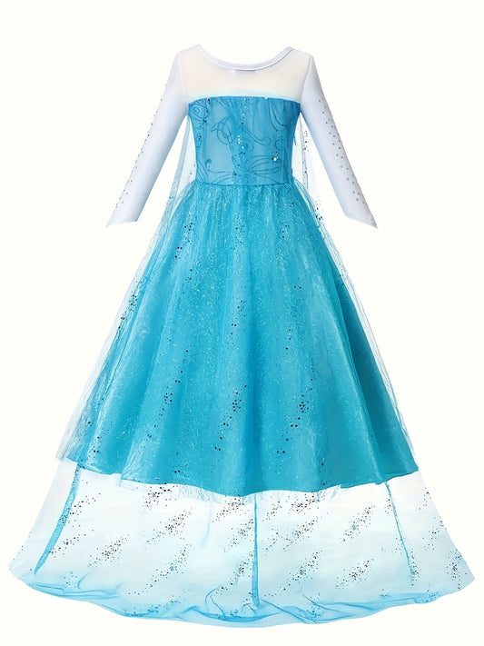Girls’ Halloween Princess Dress | Glitter Long Sleeve Maxi Costume
