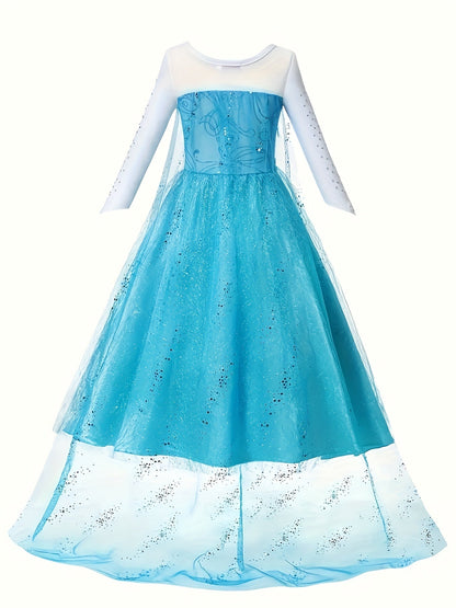 Girls’ Halloween Princess Dress | Glitter Long Sleeve Maxi Costume