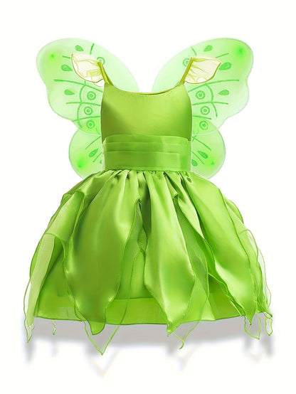 Girls’ Sleeveless Fairy Dress | Magical Halloween Costume with Wings