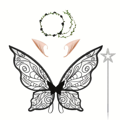 Girls’ Halloween Fairy Outfit | Magical Costume Set with Wings, Wand and Ears