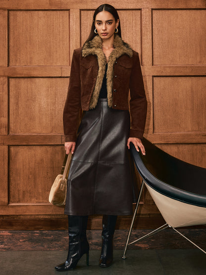 Gracelyn | Luxe Faux Fur Collar Corduroy Jacket