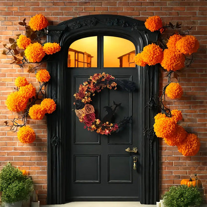 Floral Wreath Rustic Witch – Crescent Moon Halloween Door Decoration