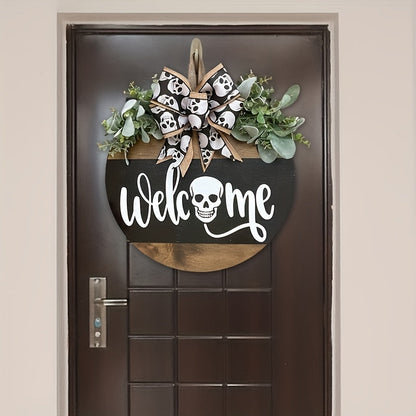 Haunting Skull Wreath – Rustic Halloween Front Door Welcome Decoration