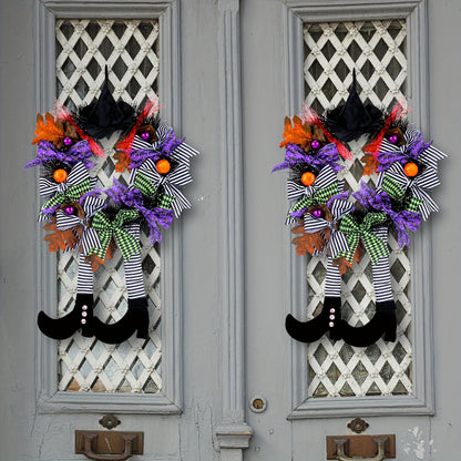 Fun Witch Legs Door Wreath – Whimsical Halloween Decoration