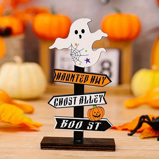 Wooden Halloween Pumpkin Decoration – Festive Tabletop Ornament
