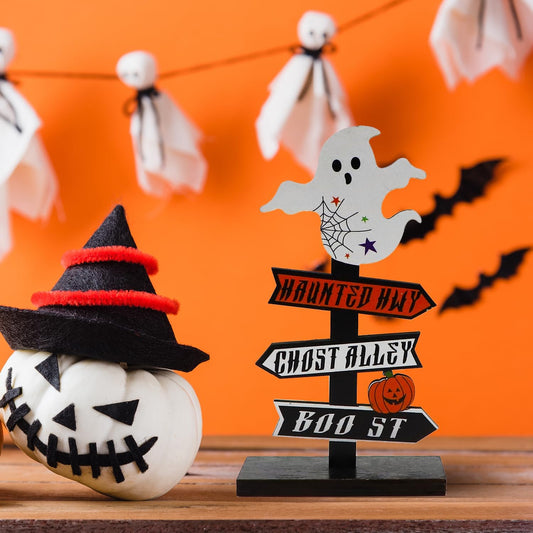 Wooden Halloween Pumpkin Decoration – Festive Tabletop Ornament
