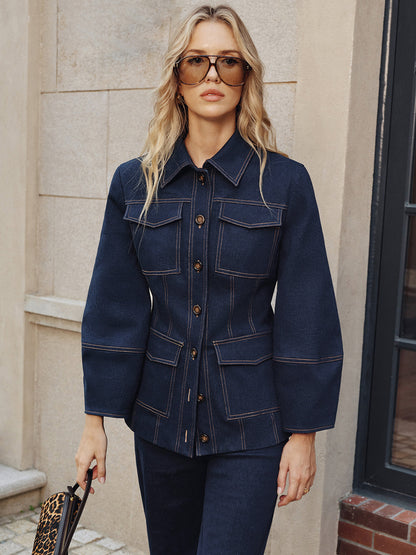 Heaven | Contemporary Contrast Stitching Denim Jacket
