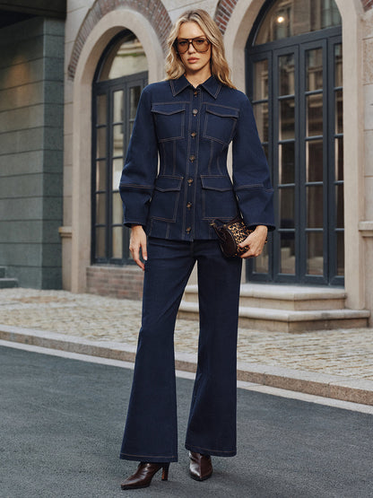 Heaven | Contemporary Contrast Stitching Denim Jacket