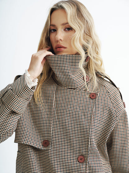 Henley | Cropped Vintage Plaid Trench Coat