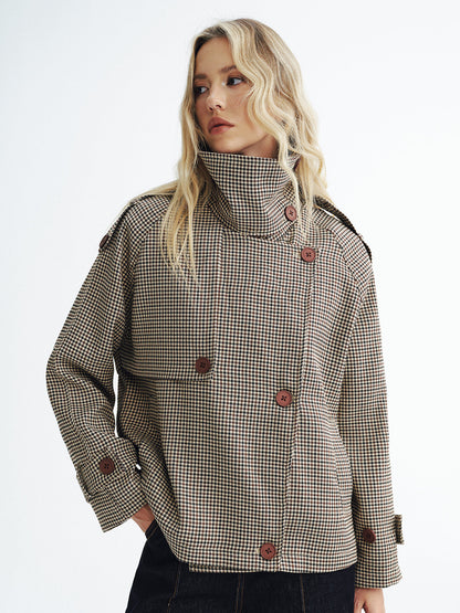 Henley | Cropped Vintage Plaid Trench Coat