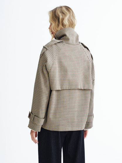Henley | Cropped Vintage Plaid Trench Coat