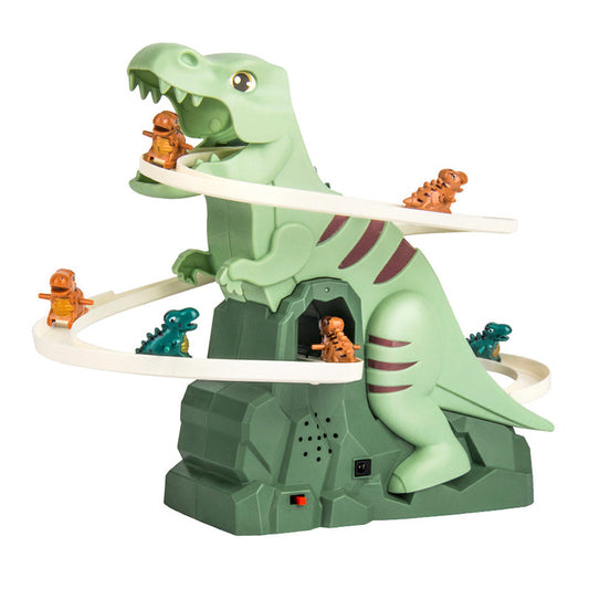 Dinosaur Race Track Playset – Interactive Track with LED Lighting and Automatic Climbing Cars for Children
