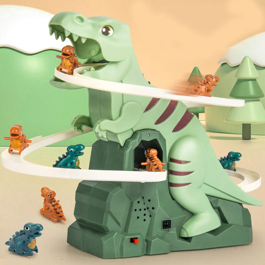 Dinosaur Race Track Playset – Interactive Track with LED Lighting and Automatic Climbing Cars for Children