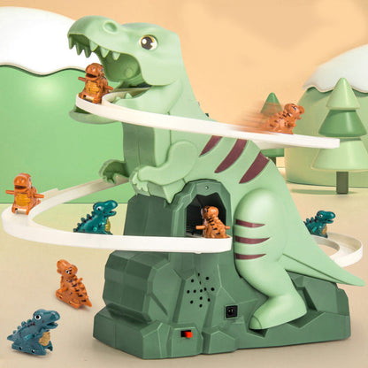 Dinosaur Race Track Playset – Interactive Track with LED Lighting and Automatic Climbing Cars for Children