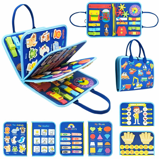 Montessori Busy Book for Toddlers Ages 2-5 – Interactive Educational Quiet Book with Zippers, Buttons, Laces, and Fine Motor Skill Activities