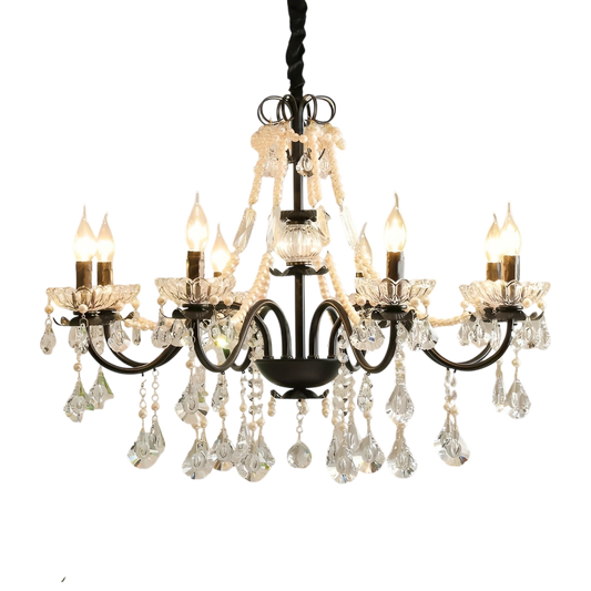 Iris | Elegant Black Crystal French Chandelier