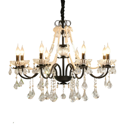 Iris | Elegant Black Crystal French Chandelier