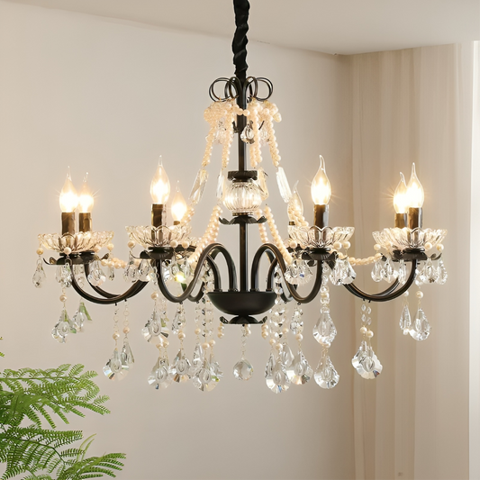 Iris | Elegant Black Crystal French Chandelier