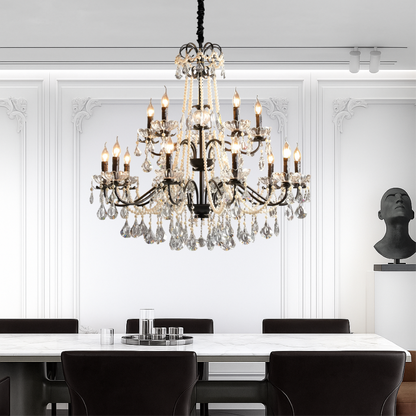 Iris | Elegant Black Crystal French Chandelier