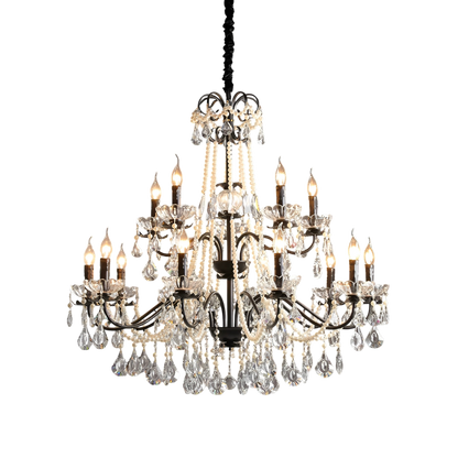Iris | Elegant Black Crystal French Chandelier