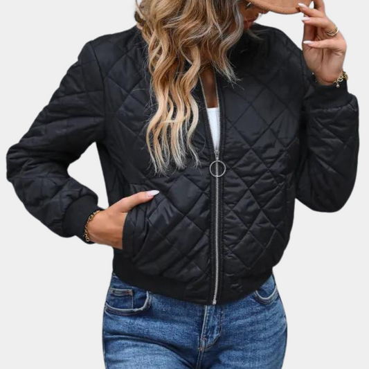 Ivory | Women's Classic Full-Zip Bomber Winter Jacket
