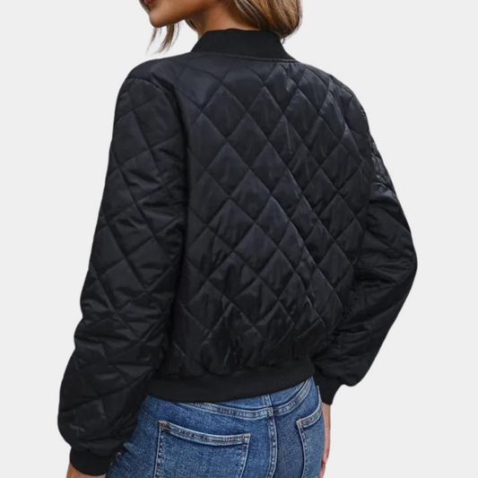 Ivory | Women's Classic Full-Zip Bomber Winter Jacket