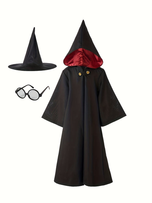 Wizard Costume Set for Kids | Hooded Robe with Glasses and Hat