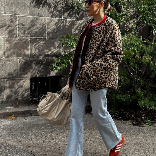 Leah | Classic Leopard Print Wool Jacket for Women's Winter Fashion