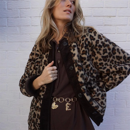 Leah | Classic Leopard Print Wool Jacket for Women's Winter Fashion
