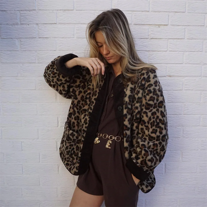 Leah | Classic Leopard Print Wool Jacket for Women's Winter Fashion