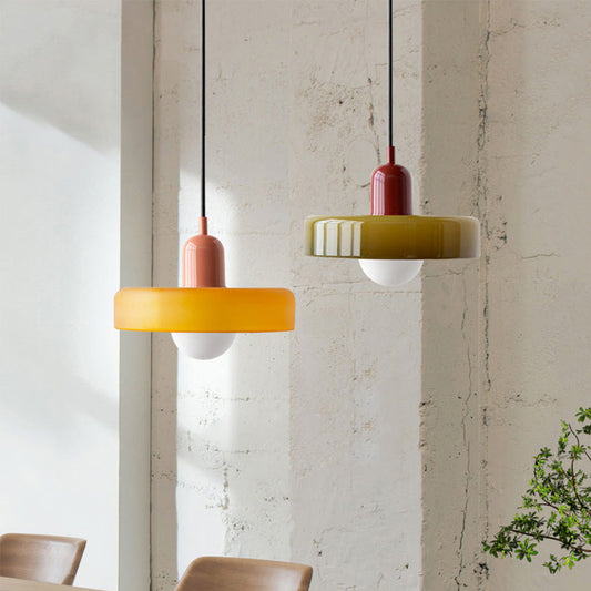 Linea | Bauhaus Colored Glass Pendant Lamp for Minimalist Interior