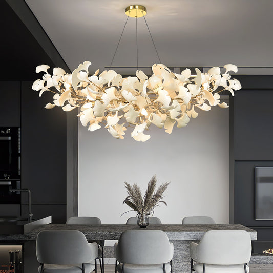 Lixora | Ginkgo Leaf Chandelier with Contemporary Glass Design