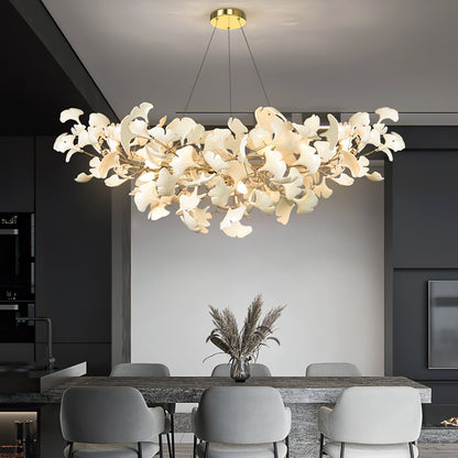Lixora | Ginkgo Leaf Chandelier with Contemporary Glass Design