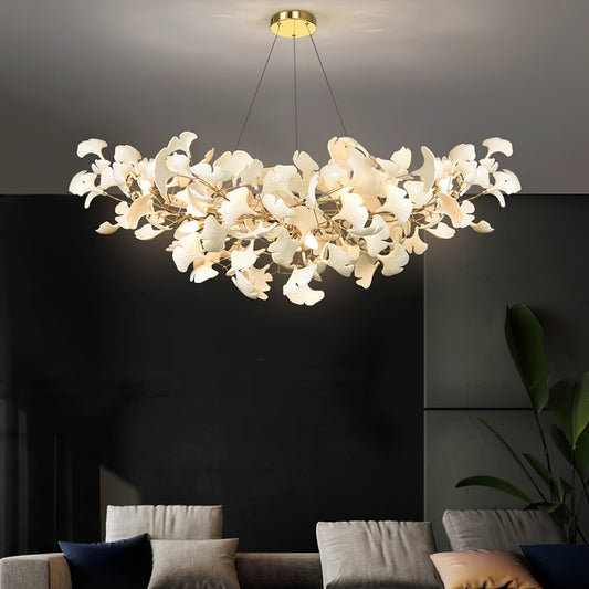 Lixora | Ginkgo Leaf Chandelier with Contemporary Glass Design