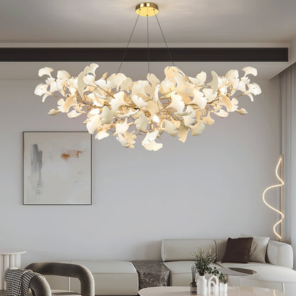 Lixora | Ginkgo Leaf Chandelier with Contemporary Glass Design