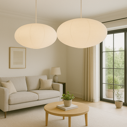 Lumeviah | Japanese Paper Pendant Lamp in Vintage Wabi Style