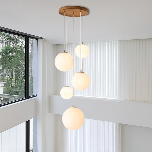 LumiGlow | Scandinavian Chandelier Moon Lamp Stairs with Artistic Lines