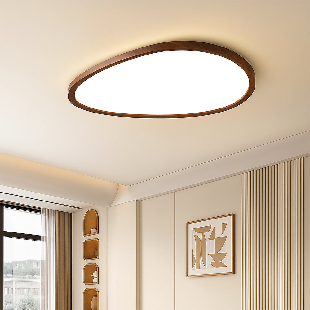 LumiGrain | Refined Ultra Thin Dark Wooden Ceiling Lamp